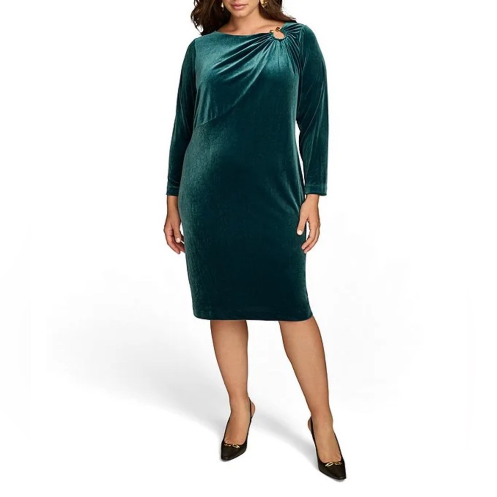 NWT - DKNY Green Velvet Dress